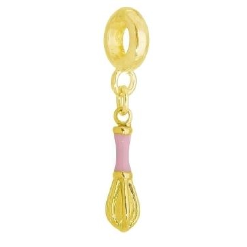 Berloque Fouet Rosa Dourado Plush
