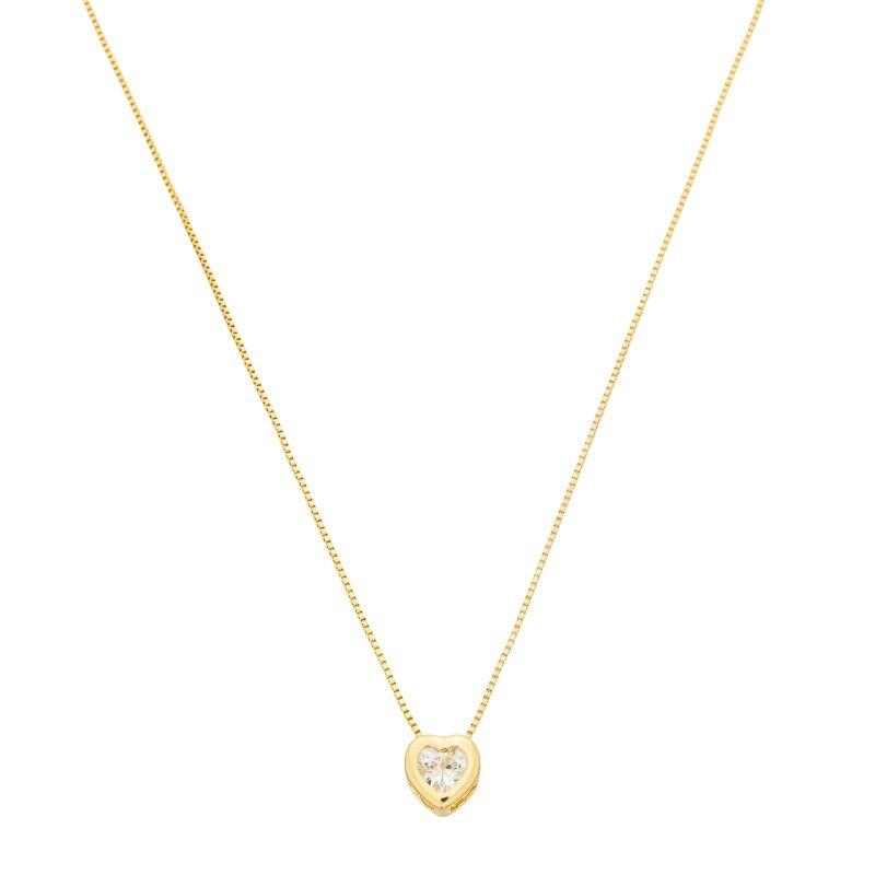 Colar Coração Cristal Clássico Ouro