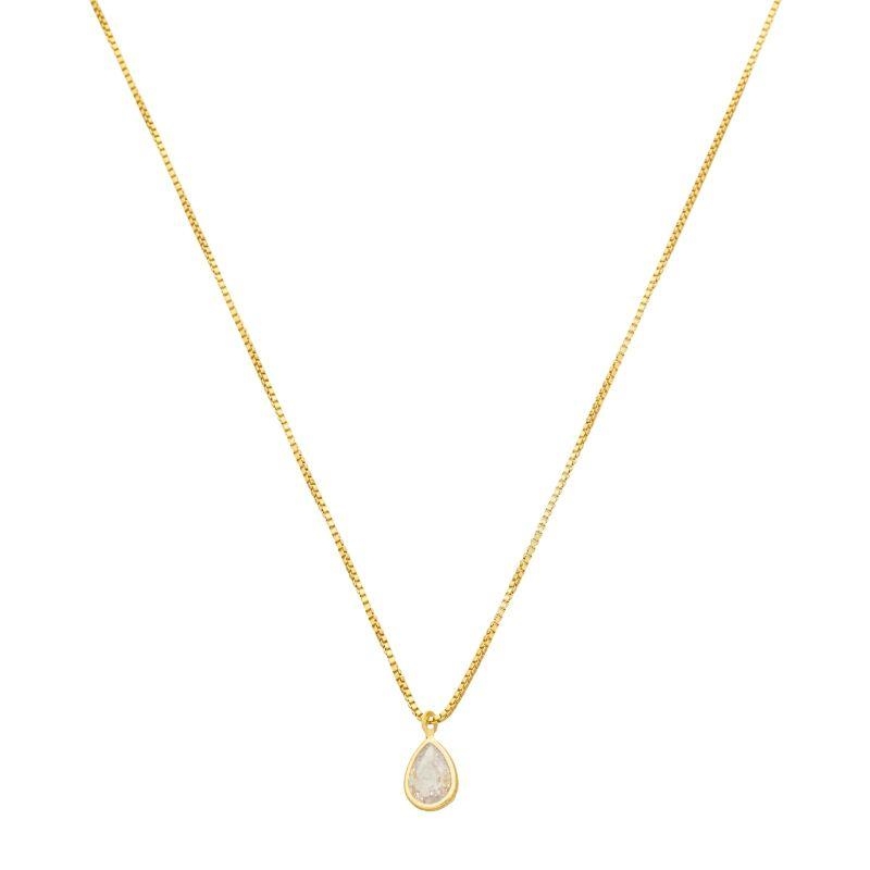 Colar Gota Cristal Ouro