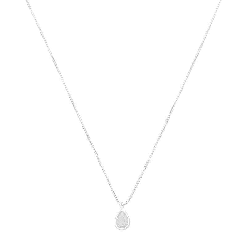 Colar Gota Cristal Prata
