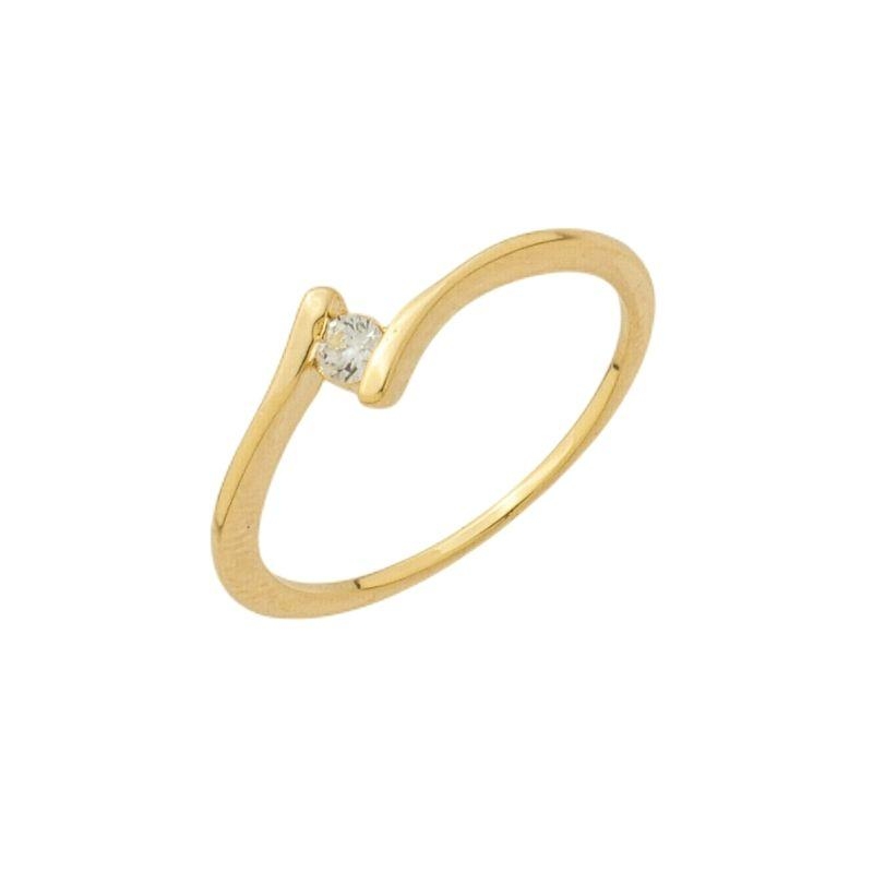 Anel Design Curvado Zircônia Ouro - TAM 19