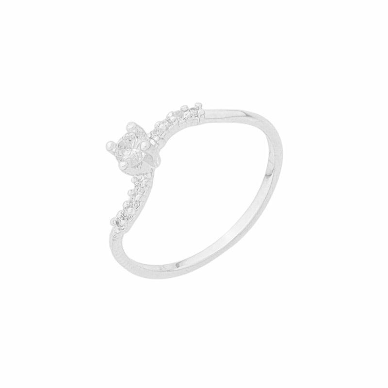 Anel Solitário Assimétrico Prata