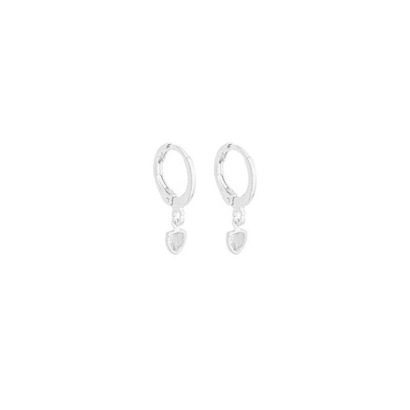 Brinco Argola Coração Cristal Clássico P Prata