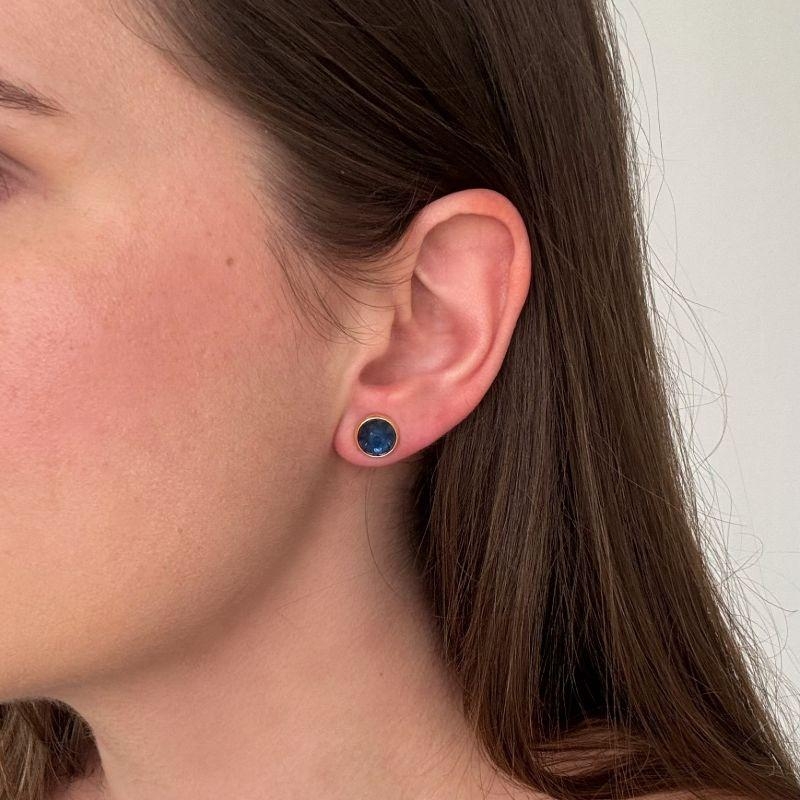 Brinco Esfera Azul Marinho Ouro