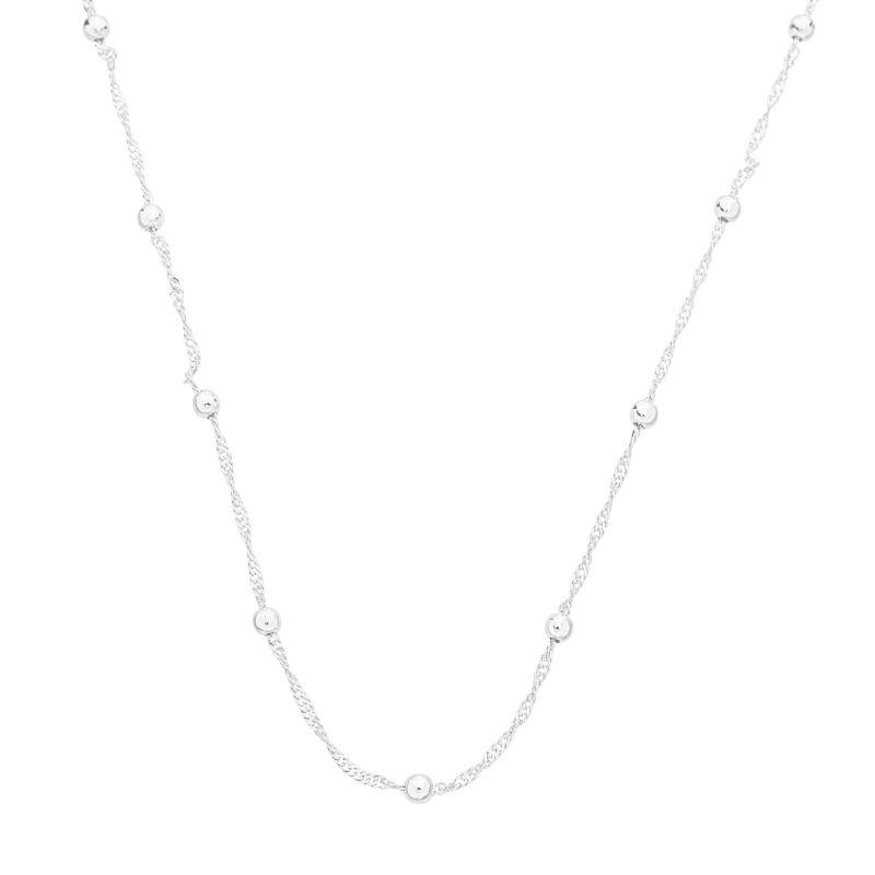 Colar Bolinhas Corrente Singapura Prata