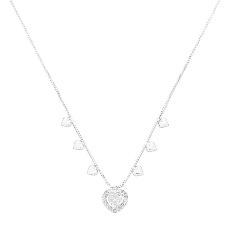 Colar Coração Lapidado Prata