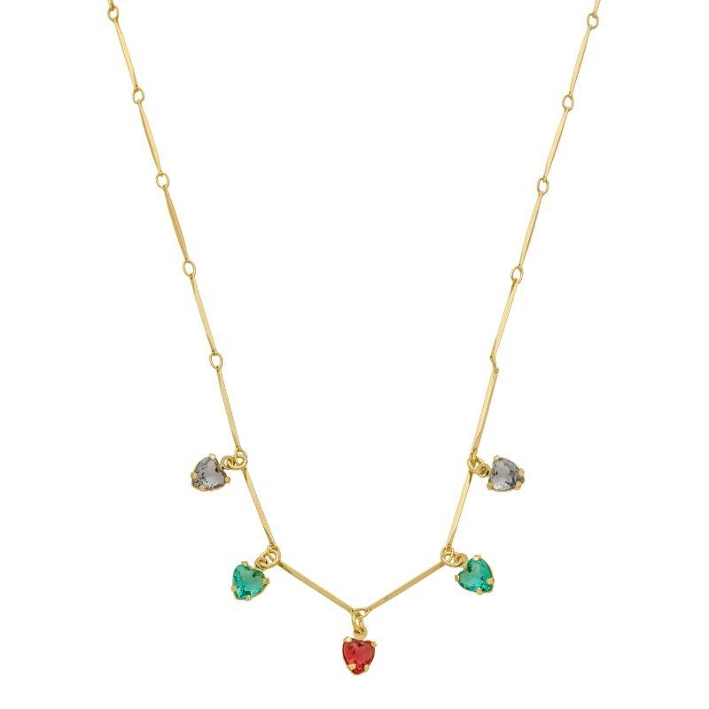 Colar Corações Colors Ouro