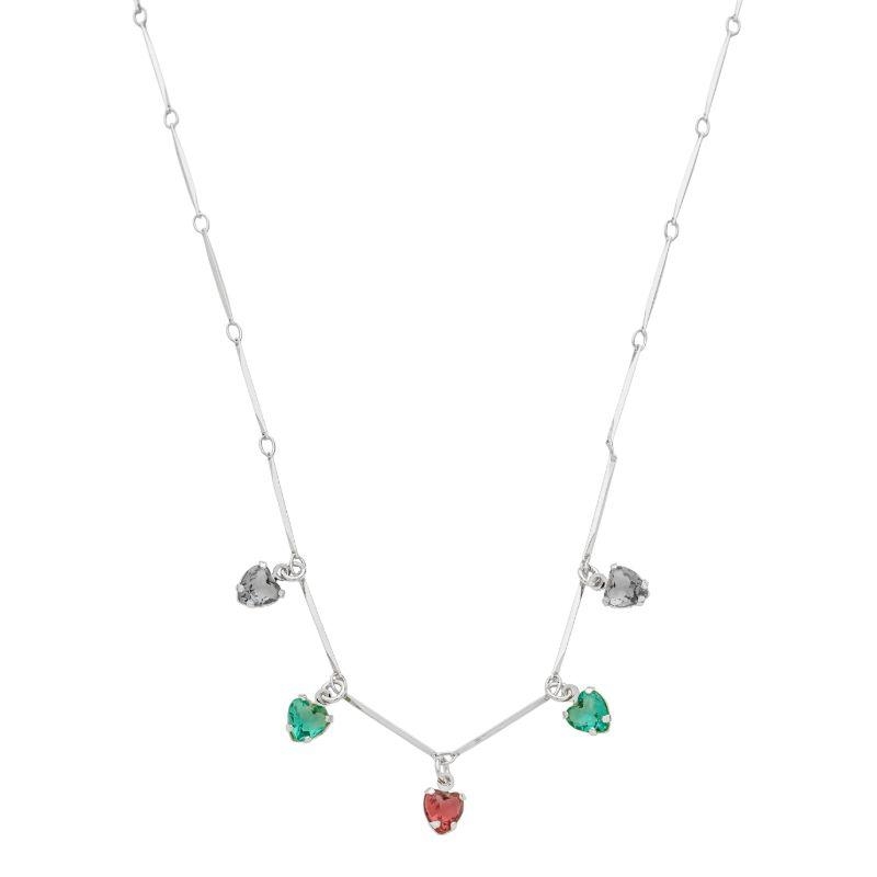 Colar Corações Colors Prata