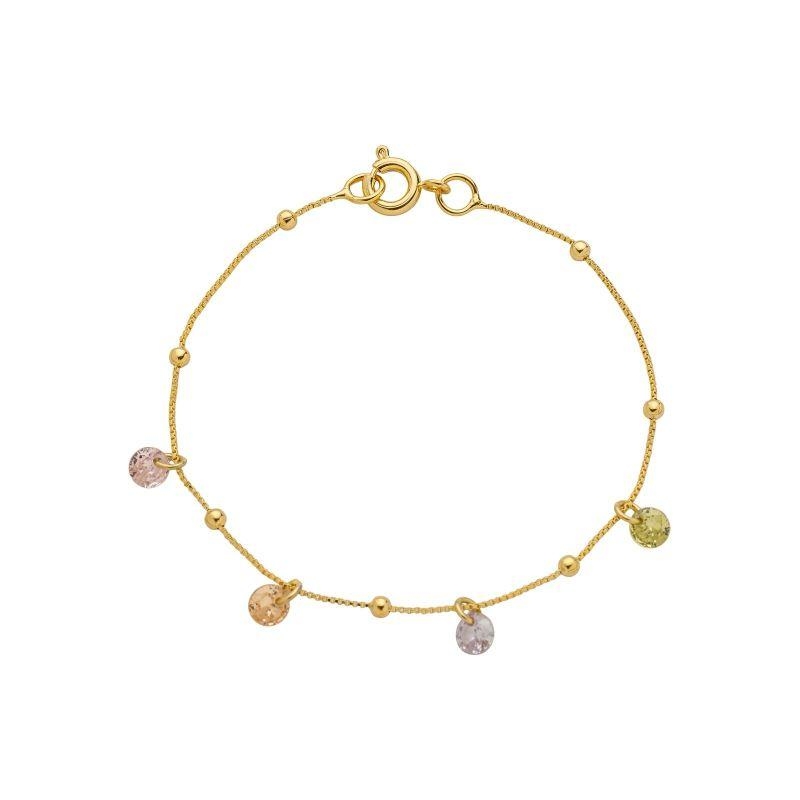 Pulseira Infantil Brilhos Coloridos Ouro