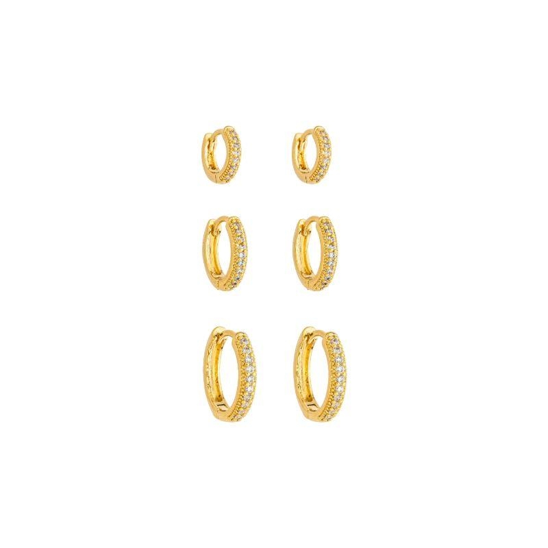 Trio Argola Cravejada Ouro