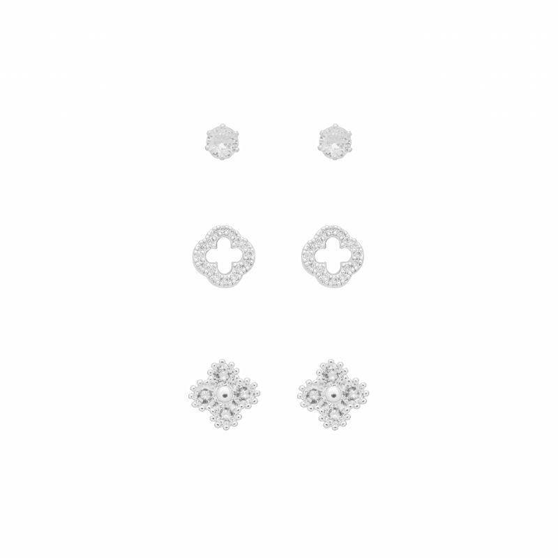 Trio Trevos e Brilho Prata