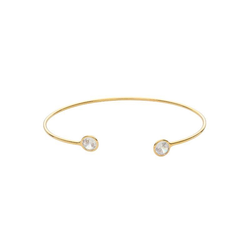 Bracelete Esfera Dupla Cristal Ouro