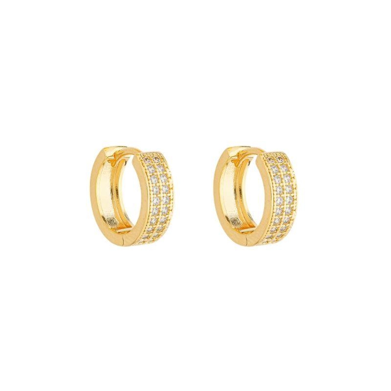 Brinco Argola Multicravejada G Ouro