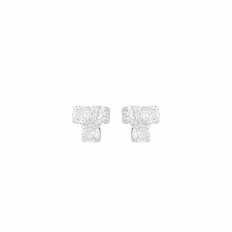 Brinco Trio de Zircônias Prata