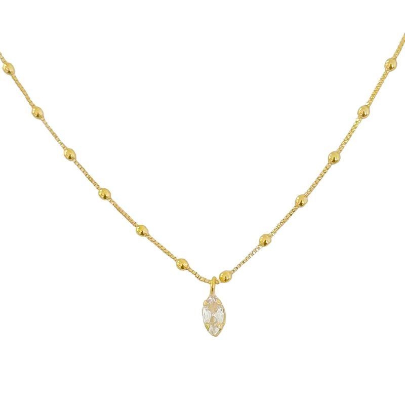 Colar Bolinhas Navete Único Ouro