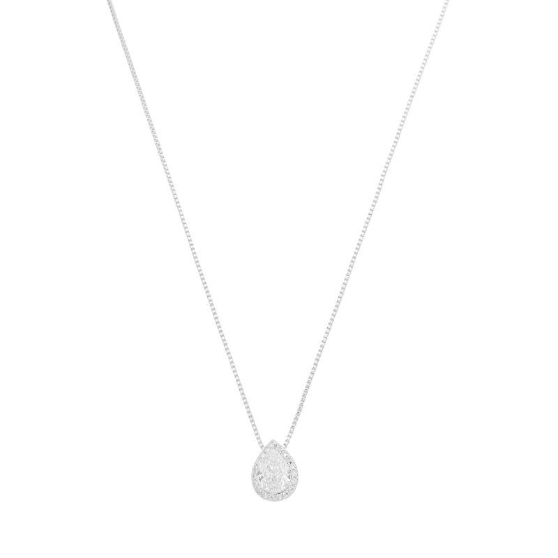 Colar Gota Brilho Clássico Prata