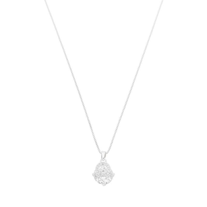 Colar Ponto de Luz Cravejado Prata