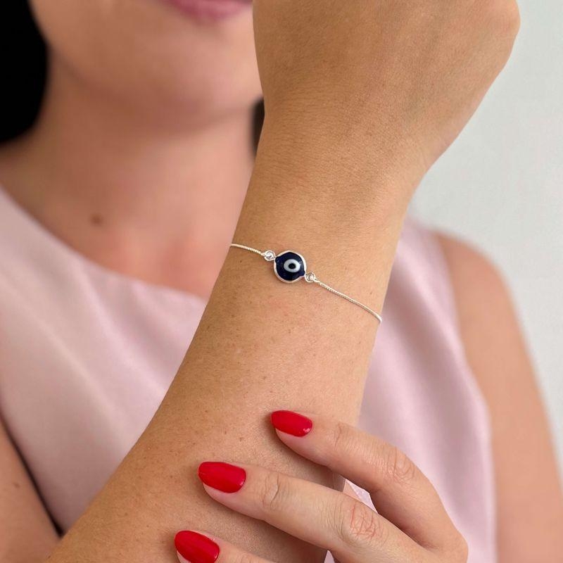 Pulseira Fio Olho Grego Prata