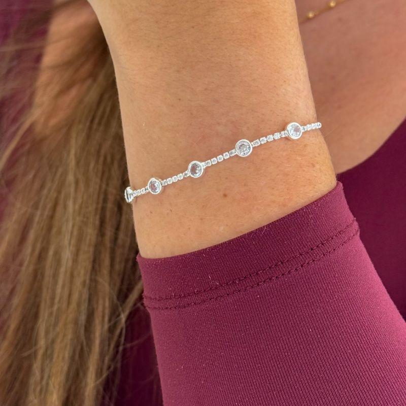 Pulseira Minimalista Pontos de Luz Prata