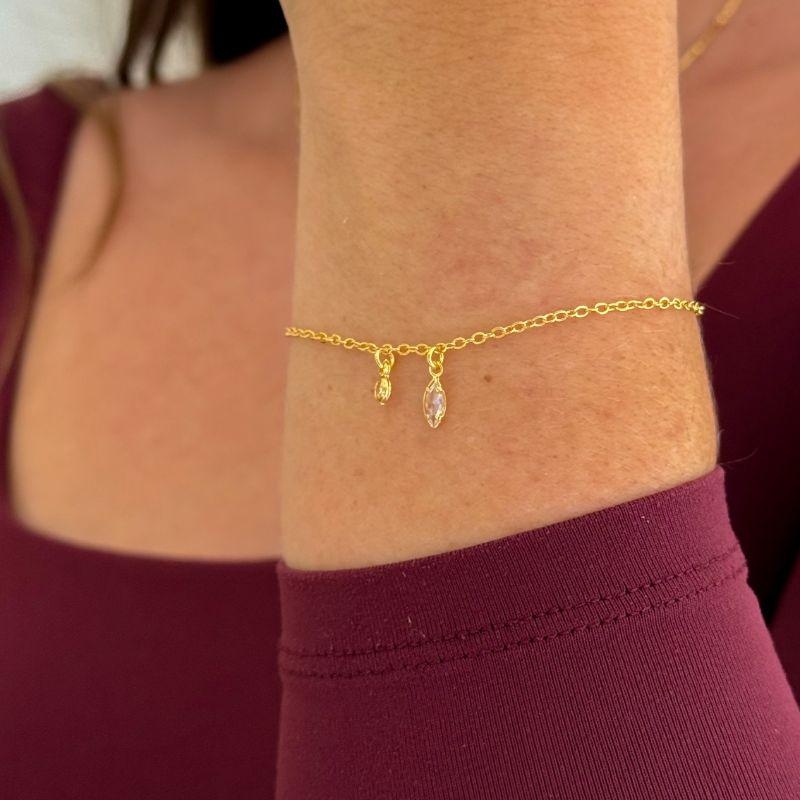 Pulseira Navete e Esfera Ouro