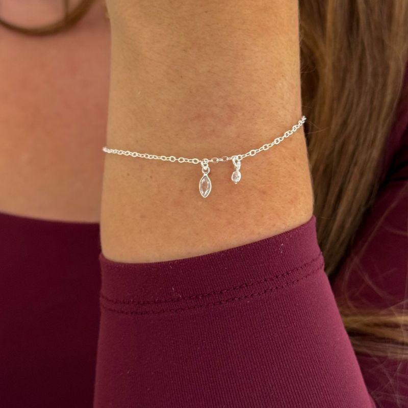 Pulseira Navete e Esfera Prata