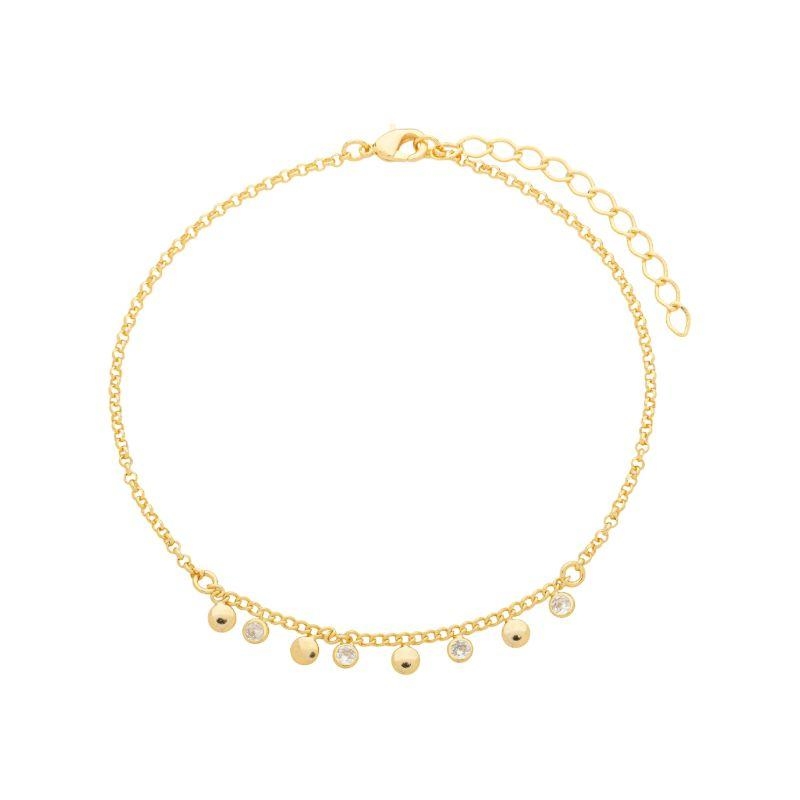 Tornozeleira Pingente Mini Esferas Ouro