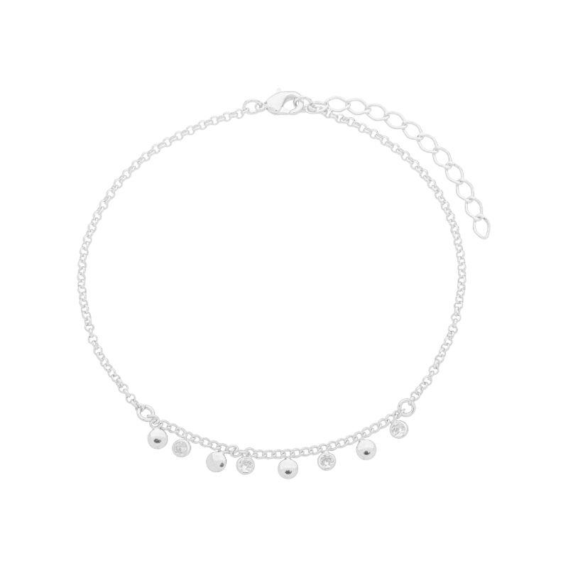 Tornozeleira Pingente Mini Esferas Prata