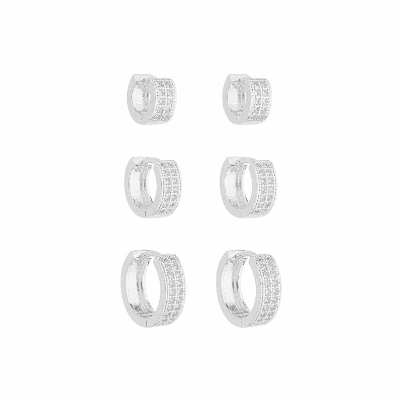 Trio Argola Multicravejada Prata