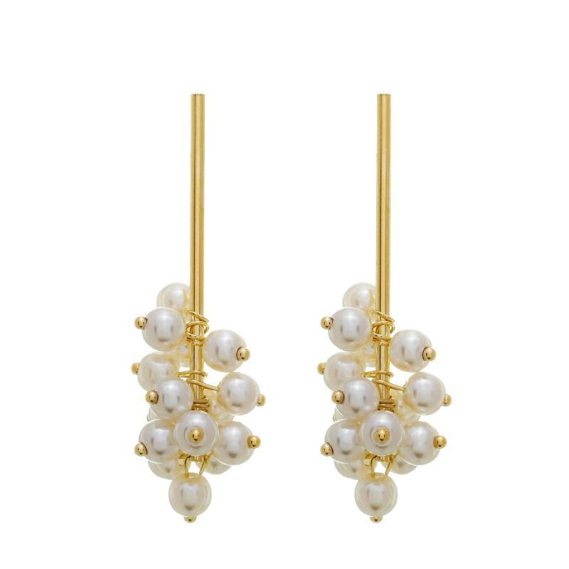 Brinco Cacho de Pérolas Ouro