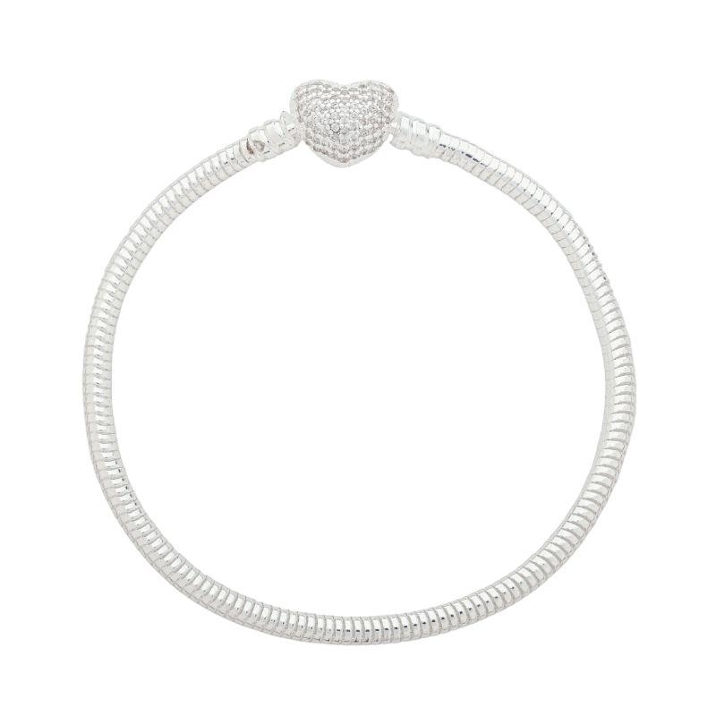 Pulseira de Berloques Coração Liso Prata