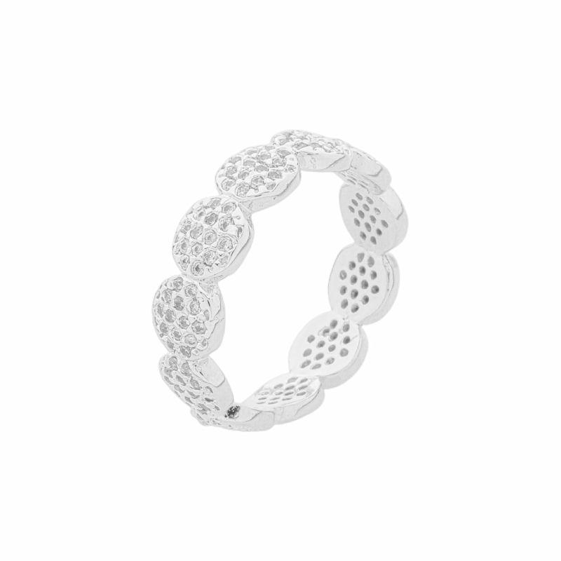 Anel Círculos Cravejado Prata