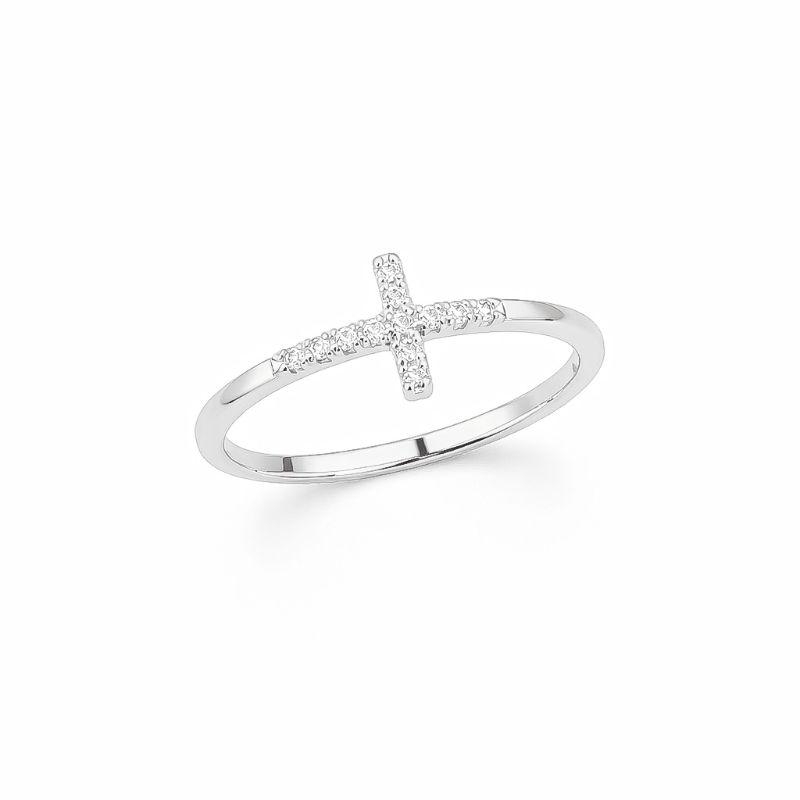 Anel Cruz Zircônias Prata