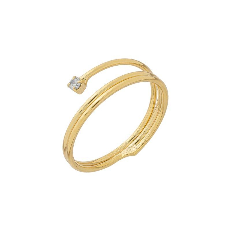Anel Três Aros Paralelos e Zircônia Ouro