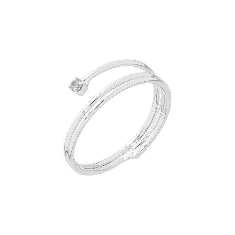 Anel Três Aros Paralelos e Zircônia Prata