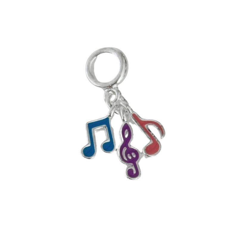 Berloque Notas Musicais Coloridas Prata