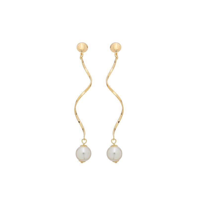Brinco Curva e Pérola Ouro