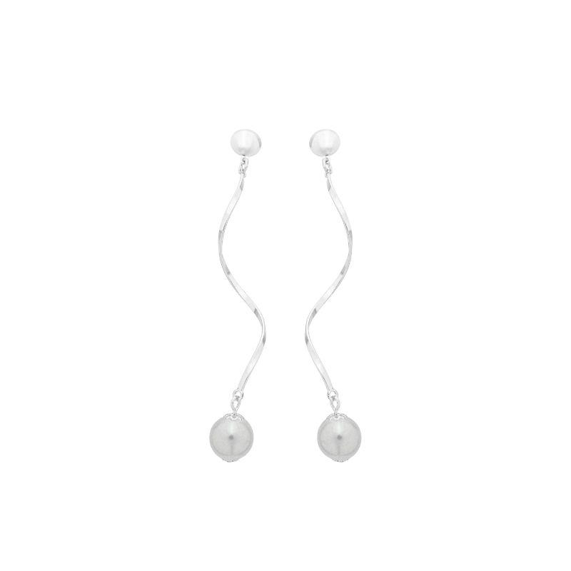 Brinco Curva e Pérola Prata