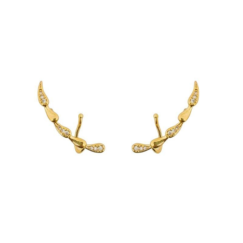 Brinco Ear Cuff Gotas Curvadas Ouro