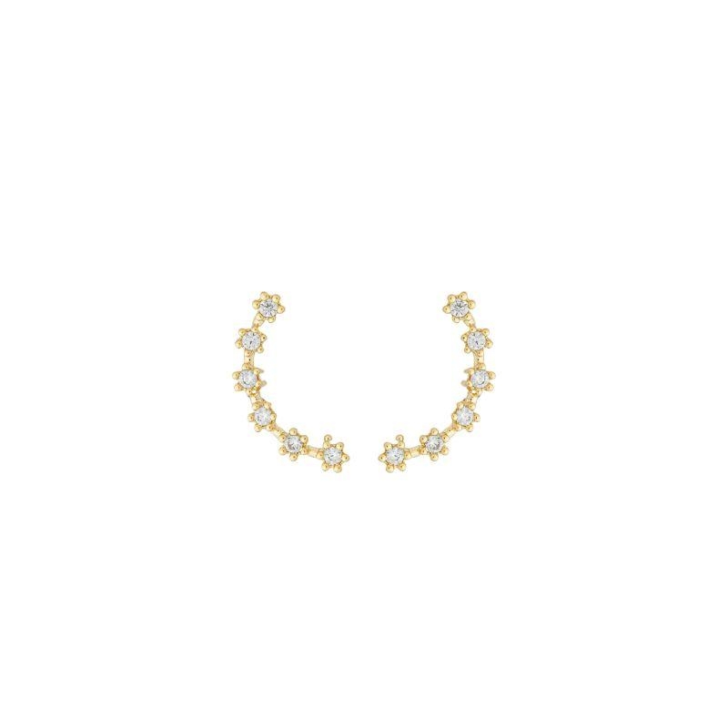 Brinco Meia Lua Zircônias Ouro