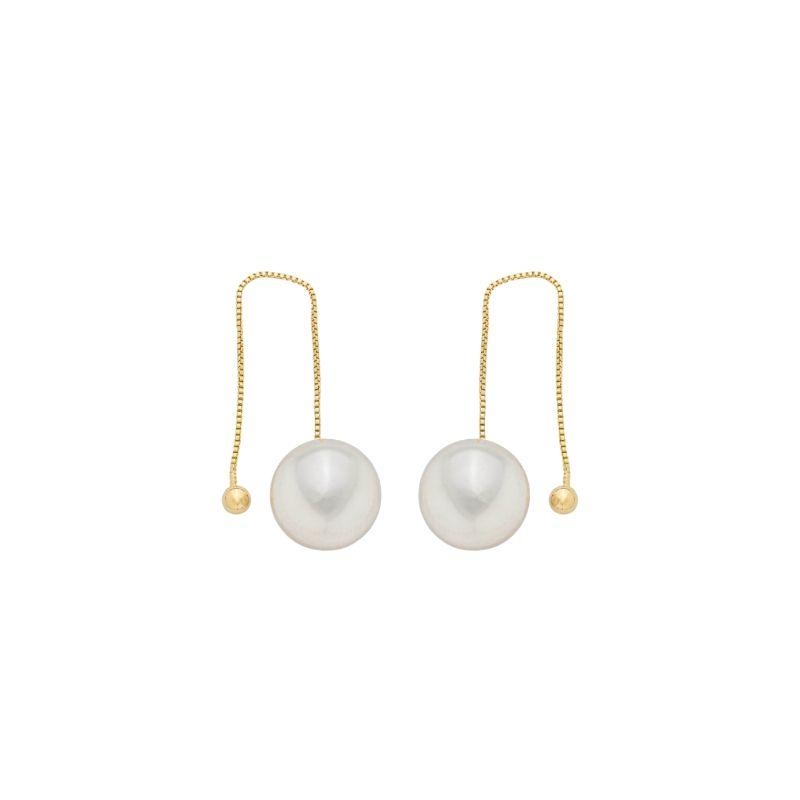 Brinco Pérola Pendente Ouro