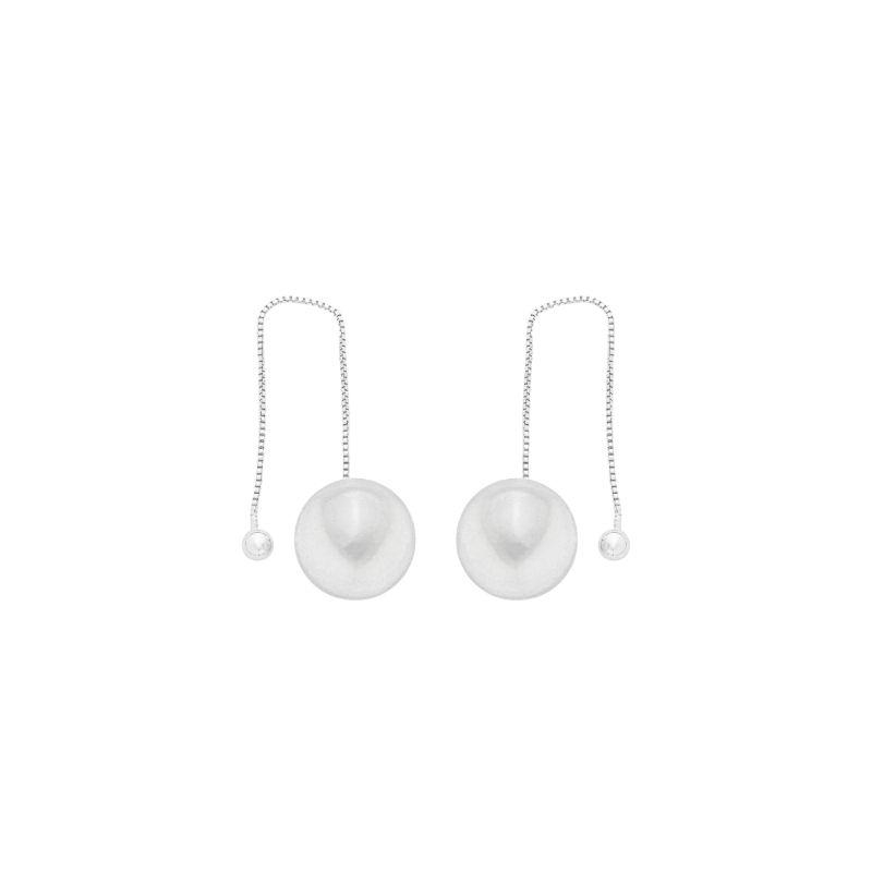 Brinco Pérola Pendente Prata