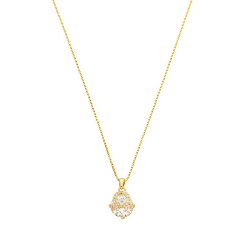 Colar Ponto de Luz Cravejado Ouro