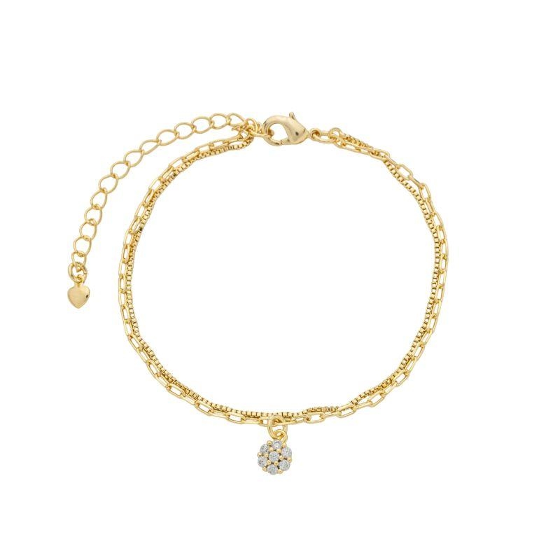 Pulseira Dupla Elos Clip e Ponto de Luz Ouro