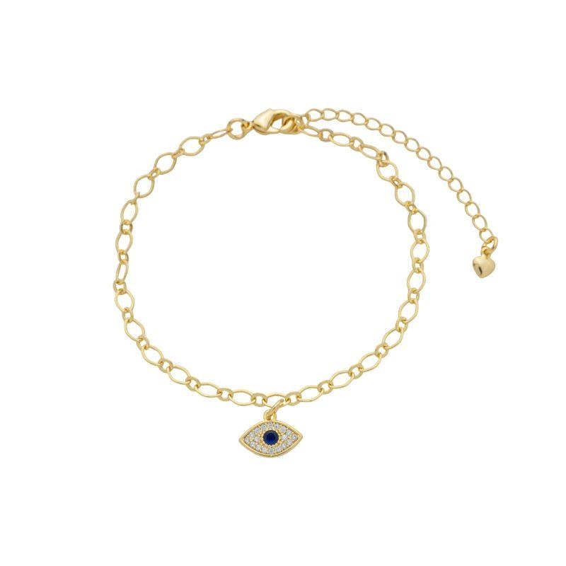 Pulseira Olho Grego Cravejado Ouro