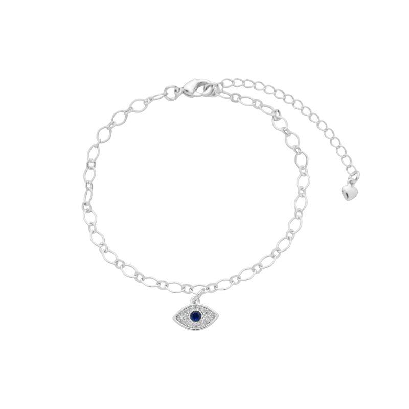 Pulseira Olho Grego Cravejado Prata