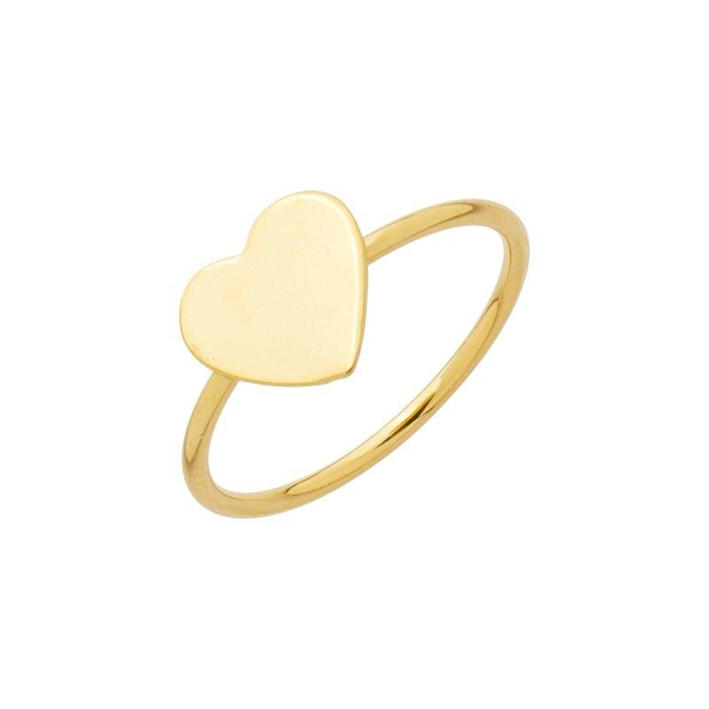 Anel Coração Chapa Lisa Ouro