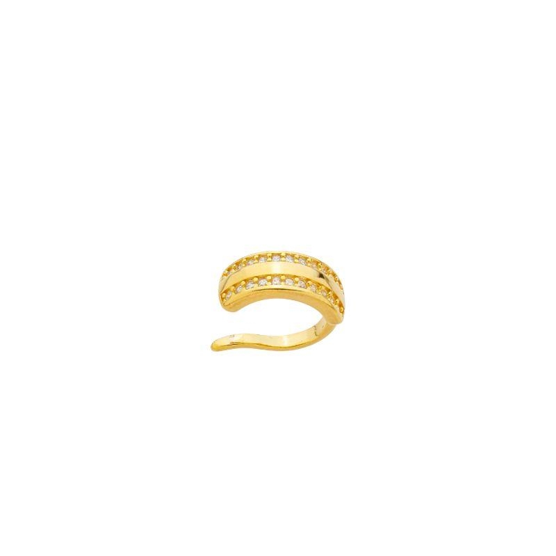 Piercing Fake Dupla Fileira Cravejada Ouro