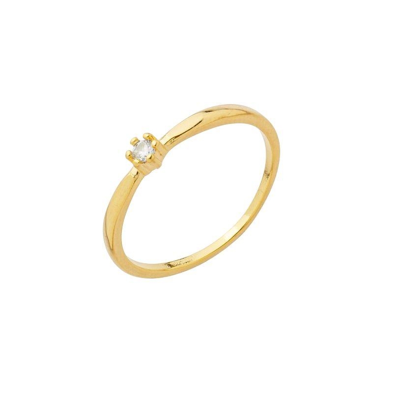 Anel Mini Solitário Ouro
