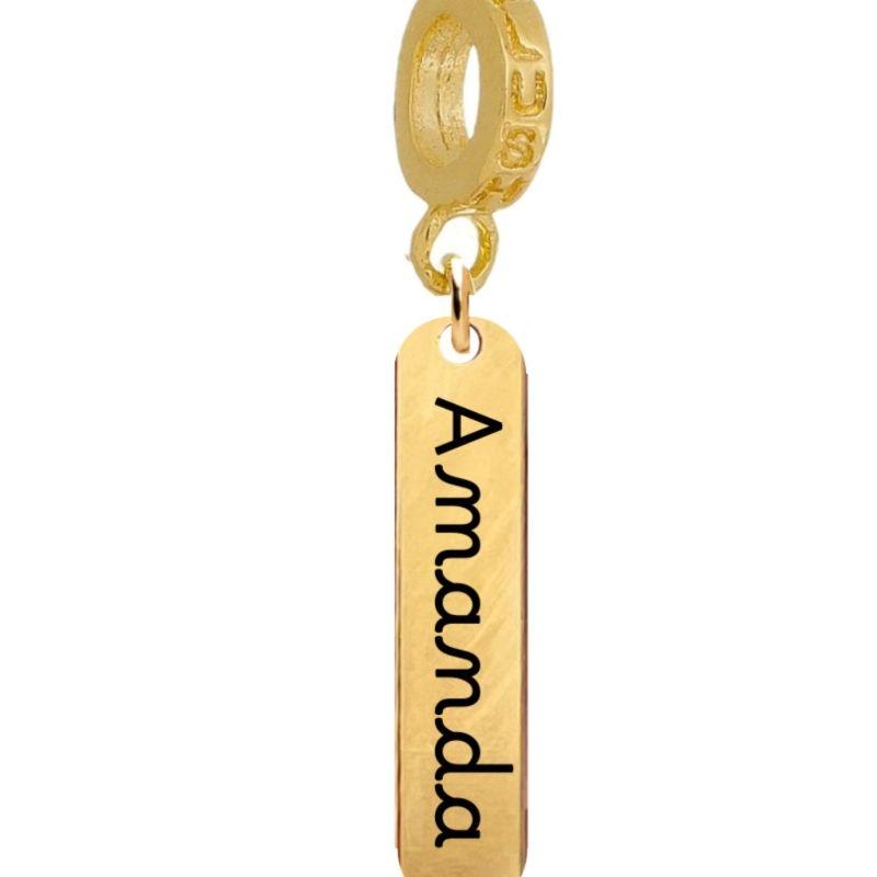 Berloque Placa Nome Ouro