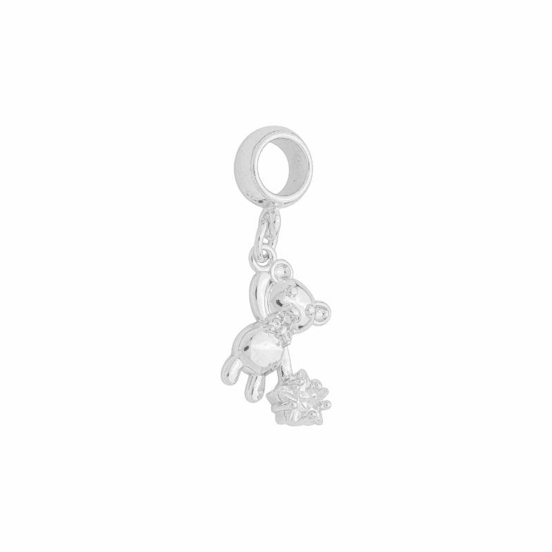 Berloque Urso e Cristal Prata